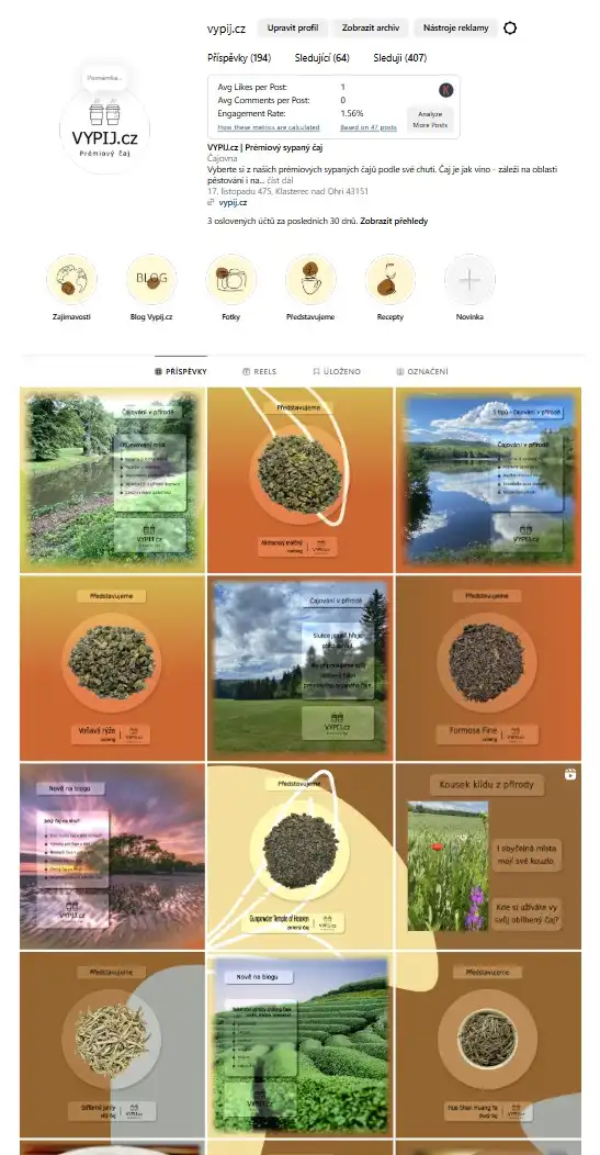 Instagram pro e-shop Vypij.cz